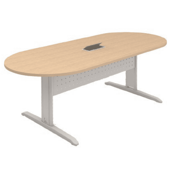 Mesa Reunião Oval com Rasgo para Caixa de Tomada - Frontal Aço 160 x 90 (RP)