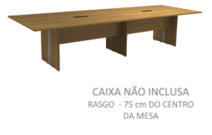 Mesa Reunião Retangular Bipartida C/ Rasgos P/ 2 Cxs Tomada - Frontal BP 300 X 110 (ATT)